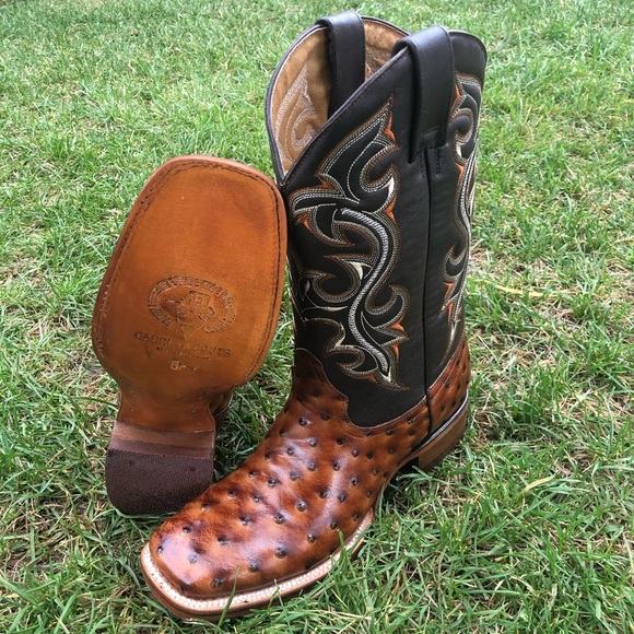 Carreta Other - COPY - Men’s Western Rodeo Cowboy Ostrich Print Leather Boots Bota Avestruz 380…